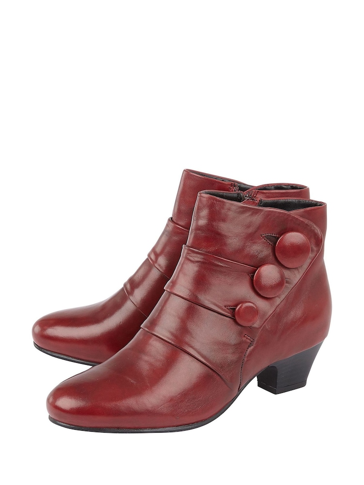 Lotus Red Leather Ankle Boots - Image 2 of 4