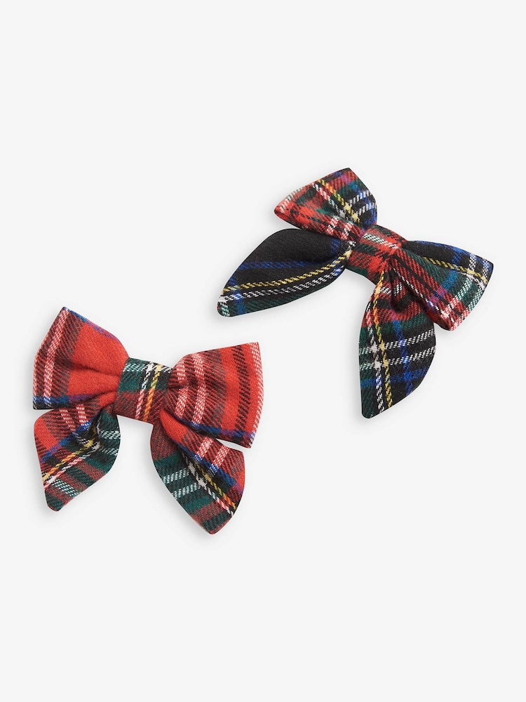 JoJo Maman Bébé Red 2-Pack Tartan Bows - Image 1 of 1