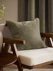 Yard Eucalyptus Heath Washed Velvet Textured Fibre Filled Cushion - Image 1 of 3