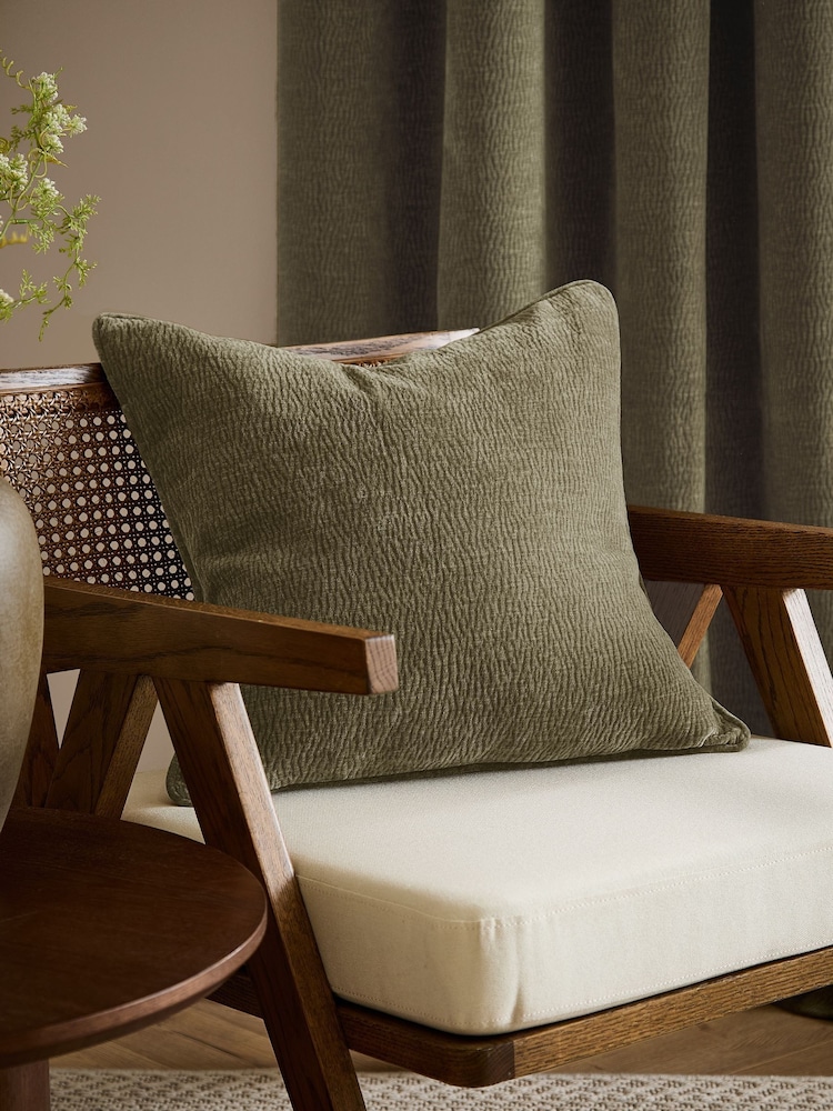 Yard Eucalyptus Heath Washed Velvet Textured Fibre Filled Cushion - Image 1 of 3 Yard Eucalyptus Heath Washed Velvet Textured Fibre Filled Cushion - Image 1 of 3