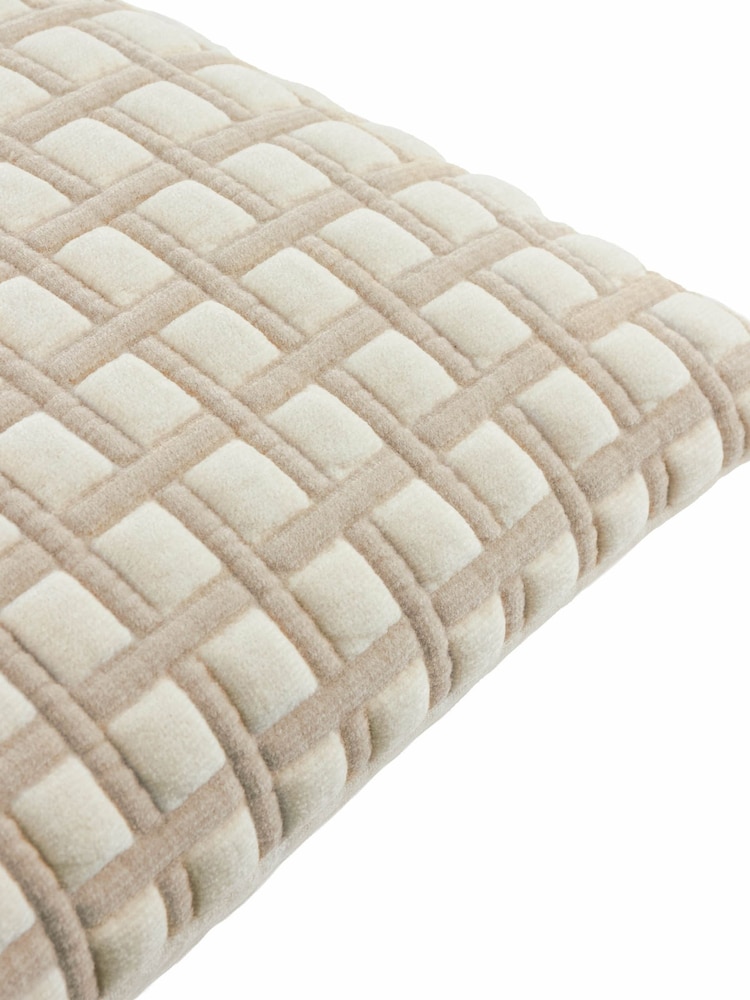 Furn Natural Softie Grid Quilted Fibre Filled Cushion - Image 4 of 4