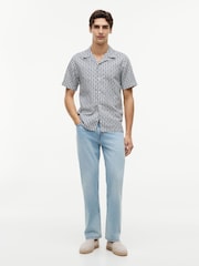Tommy Hilfiger Blue Regular Linen Blend Print Short Sleeve Shirt - Image 3 of 5