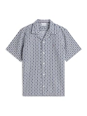 Tommy Hilfiger Blue Regular Linen Blend Print Short Sleeve Shirt - Image 5 of 5