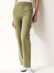 Khaki Green Ponte Utility Cargo Trousers - Image 1 of 6