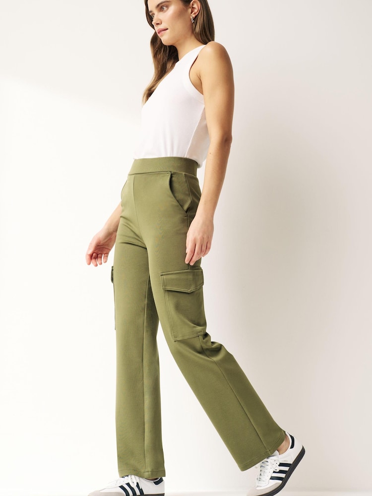 Khaki Green Ponte Utility Cargo Trousers - Image 2 of 6