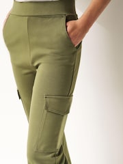 Khaki Green Ponte Utility Cargo Trousers - Image 4 of 6