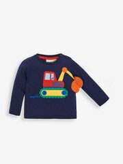 JoJo Maman Bébé Navy Boys Digger Appliqué Top - Image 1 of 3