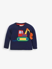 JoJo Maman Bébé Navy Boys Digger Appliqué Top - Image 2 of 3
