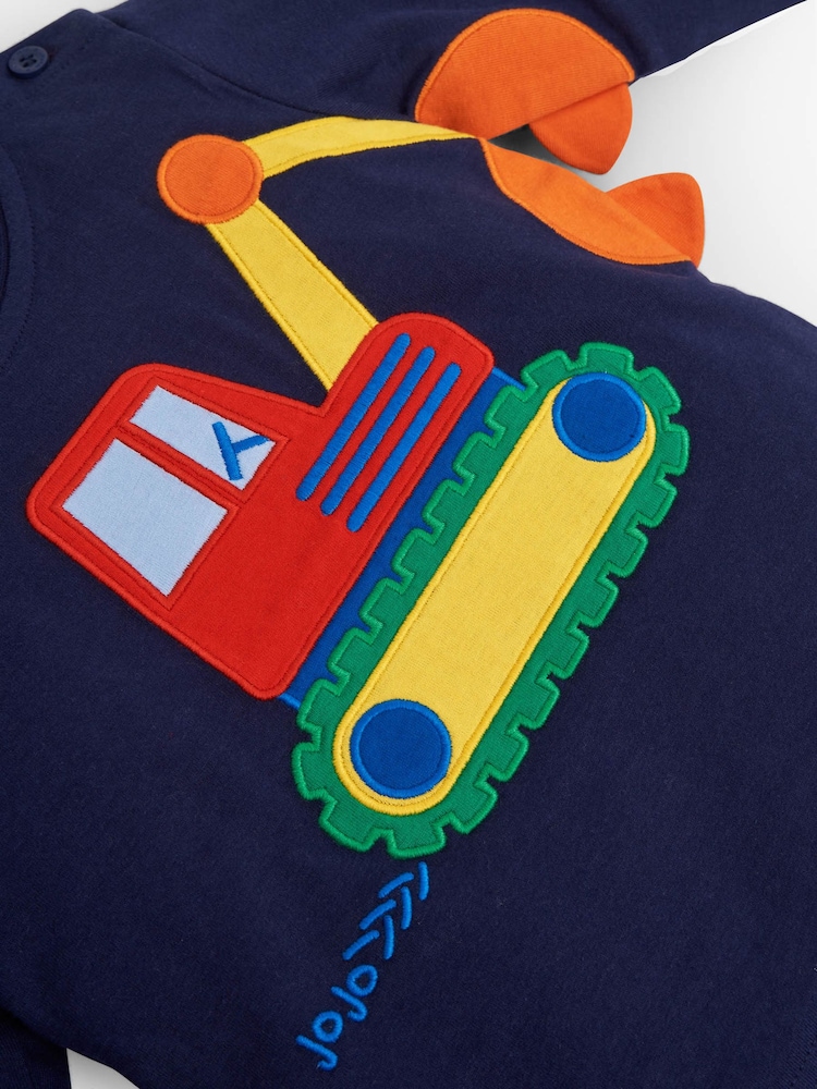 JoJo Maman Bébé Navy Boys Digger Appliqué Top - Image 3 of 3