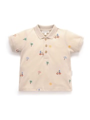 Purebaby Natural Cancun Embroidered Polo Shirt - Image 1 of 4