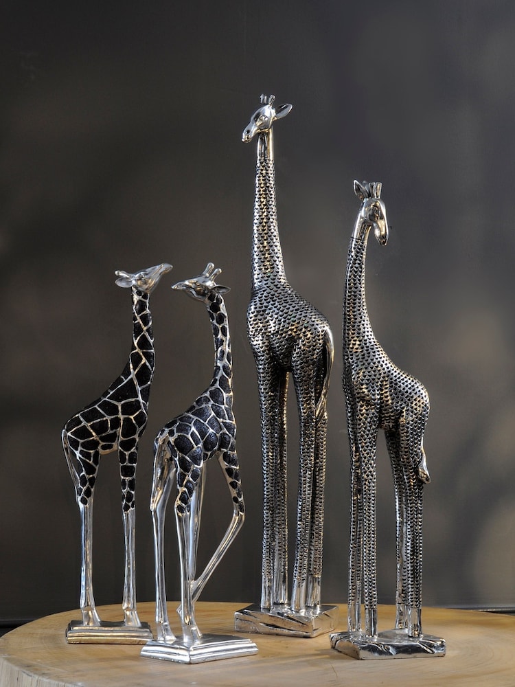 Libra Interiors Silver Large Giraffe Sculpture - Image 2 of 3