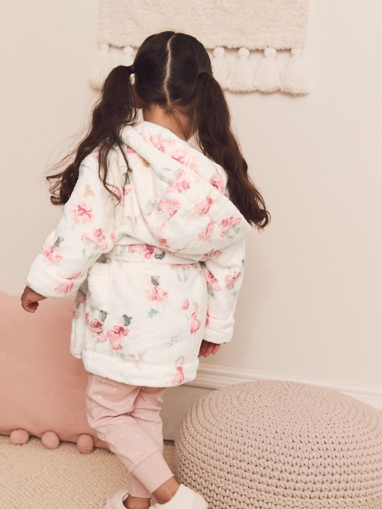 Pink/Cream Cosy Fairy Print Dressing Gown (9mths-8yrs) - Image 2 of 6 Pink/Cream Cosy Fairy Print Dressing Gown (9mths-8yrs) - Image 2 of 6