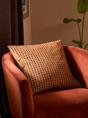 Furn Chocolate Checkered Velvet Fibre Filled Cushion - Image 1 of 4