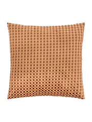 Furn Chocolate Checkered Velvet Fibre Filled Cushion - Image 3 of 4