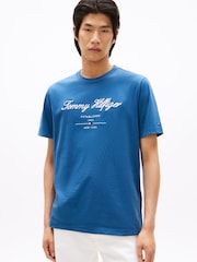 Tommy Hilfiger Blue Textured Logo Jersey T-Shirt - Image 1 of 5