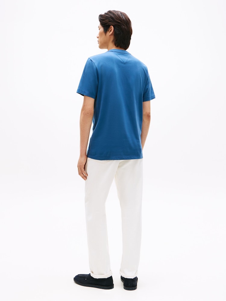Tommy Hilfiger Blue Textured Logo Jersey T-Shirt - Image 2 of 5 Tommy Hilfiger Blue Textured Logo Jersey T-Shirt - Image 2 of 5