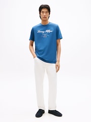 Tommy Hilfiger Blue Textured Logo Jersey T-Shirt - Image 3 of 5