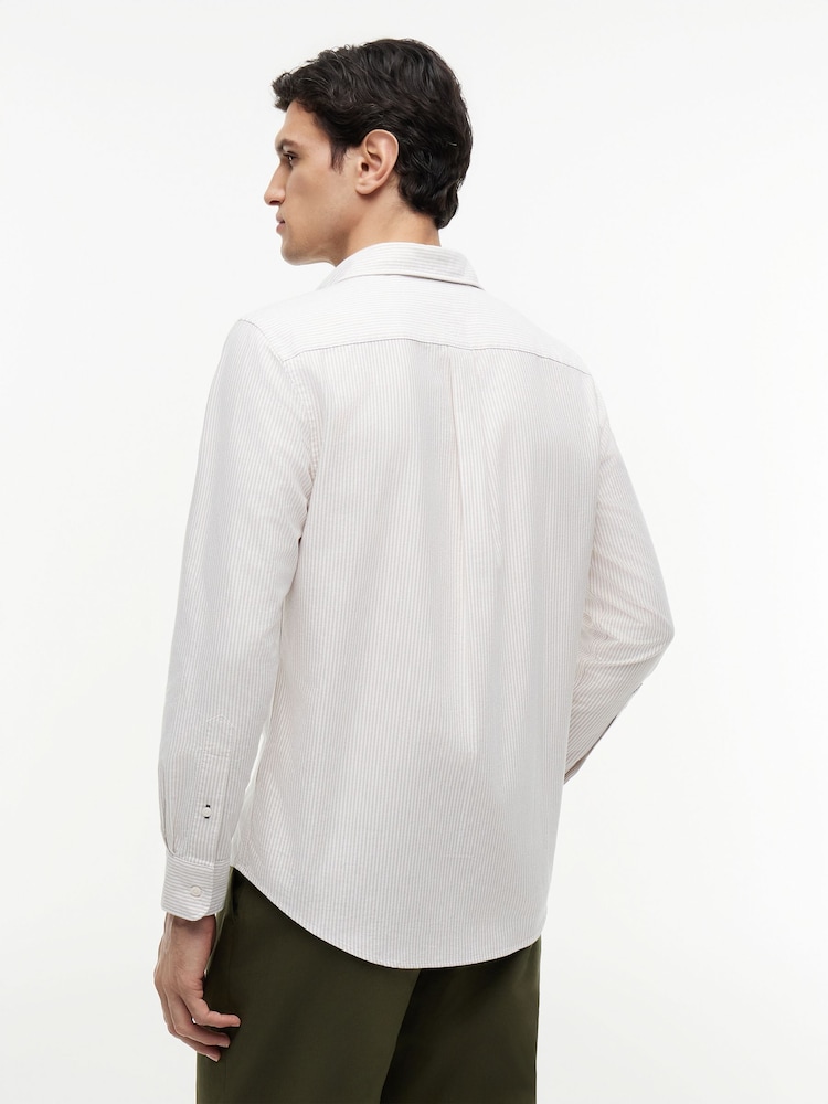 Tommy Hilfiger Natural Regular Fit Stripe Oxford Shirt - Image 2 of 5 Tommy Hilfiger Natural Regular Fit Stripe Oxford Shirt - Image 2 of 5