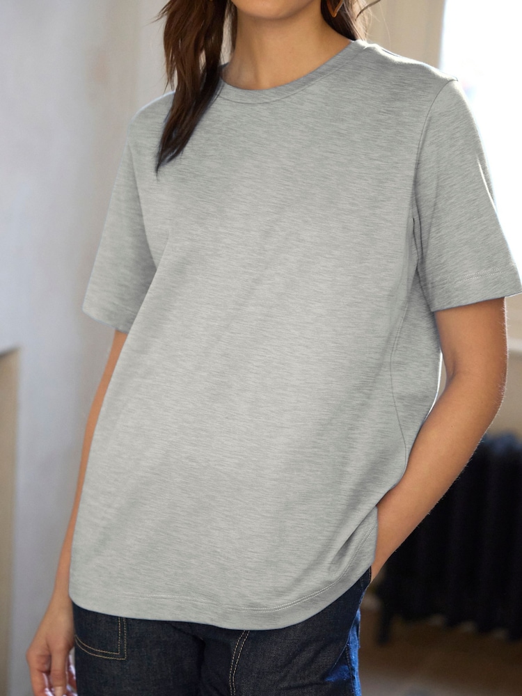 Gris - T-shirt Manche courte Col ras du cou lourd - Image 7 of 9