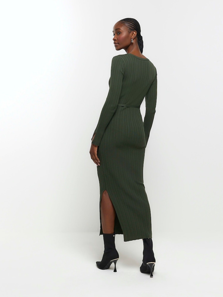 River Island Green Slit Hem Maxi Dress - Image 2 of 5 River Island Green Slit Hem Maxi Dress - Image 2 of 5