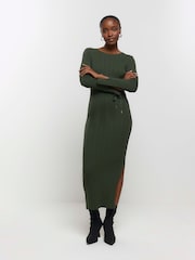 River Island Green Slit Hem Maxi Dress - Image 3 of 5
