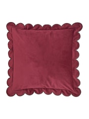 Furn Burgundy Chocolate Lil Scallop Velvet Fibre Filled Cushion - Image 3 of 4