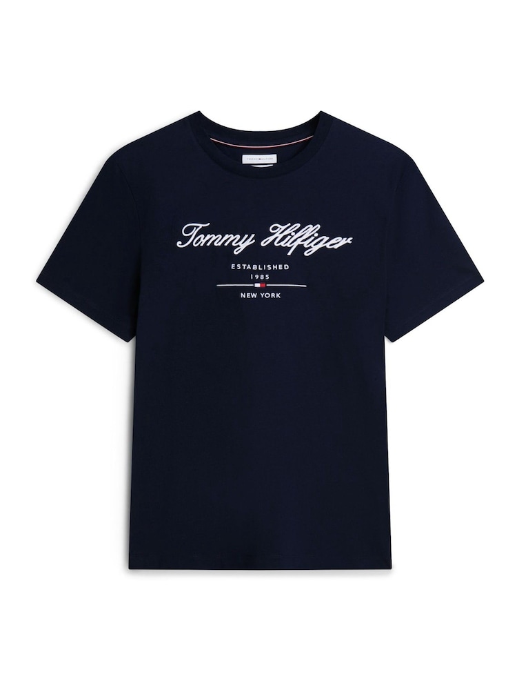 Tommy Hilfiger Desert Sky Blue Textured Logo Jersey T-Shirt - Image 5 of 5 Tommy Hilfiger Desert Sky Blue Textured Logo Jersey T-Shirt - Image 5 of 5