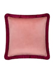 Furn SlipperBurgundy Halo Fringed Velvet Fibre Filled Cushion - Image 4 of 5