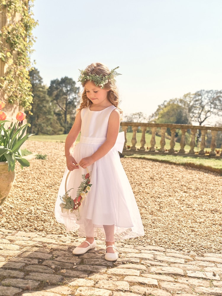 Ecru White Flower Girl Bow Dress (3mths-16yrs) - Image 2 of 7