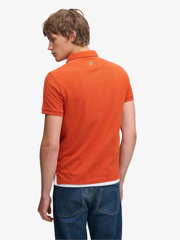 Superdry Orange Classic Pique Polo Shirt - Image 2 of 5