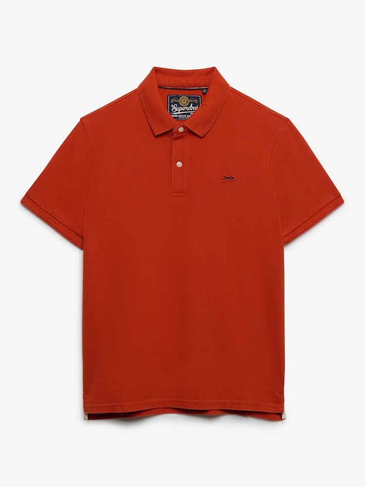 Superdry Orange Classic Pique Polo Shirt - Image 5 of 5