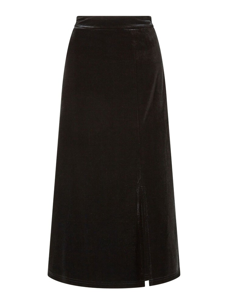 Yumi Black Velvet Skirt With Front Slit - Image 4 of 4