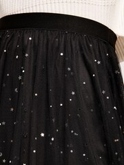 Apricot Black Metallic Stars Tulle Hanky Hem Skirt - Image 6 of 6
