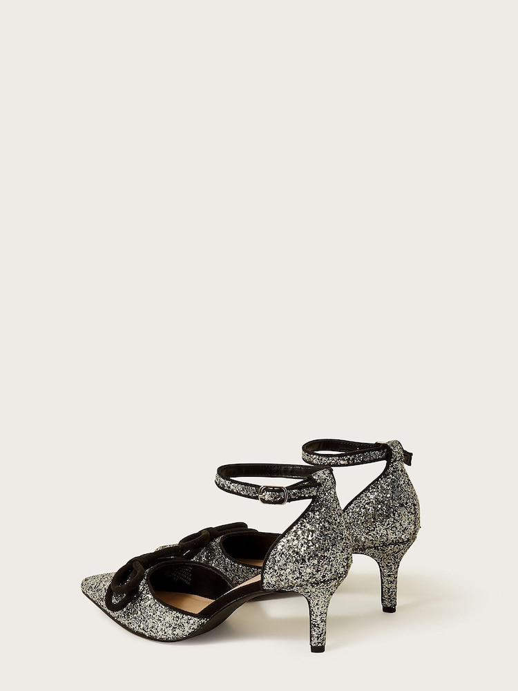 Monsoon Silver Pointy Glitter Kitten Heels - Image 2 of 3