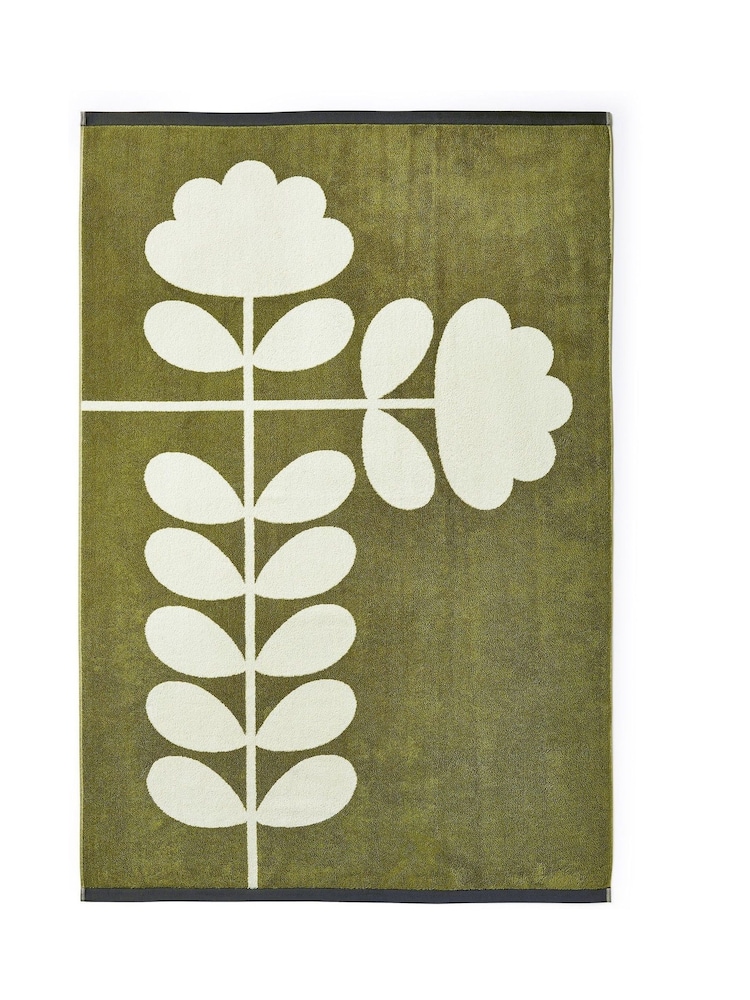 Orla Kiely Grey Cut Stem Moss 100% Cotton Towel - Image 5 of 6