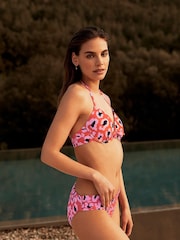 Rot mit Animalprint - Mint Tief ausgeschnittenes Bikini-Top aus Samt - Bild 1 von 6