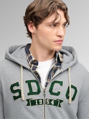 Superdry Light Grey SD&Co. Zip Through Hoodie - Image 4 of 6