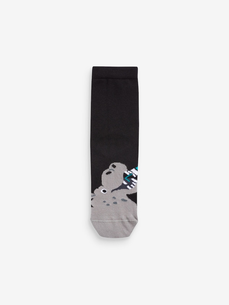 Black Animal Food Cotton Rich Socks 7 Pack - Image 2 of 8