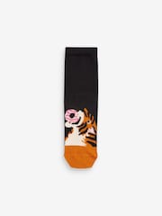 Black Animal Food Cotton Rich Socks 7 Pack - Image 3 of 8