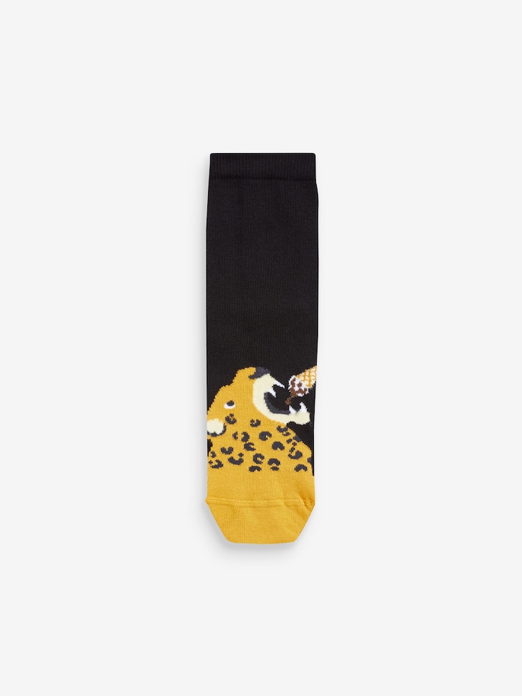 Black Animal Food Cotton Rich Socks 7 Pack - Image 8 of 8