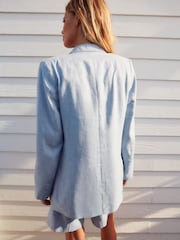 Blue Textured Linen Blazer - Image 3 of 7