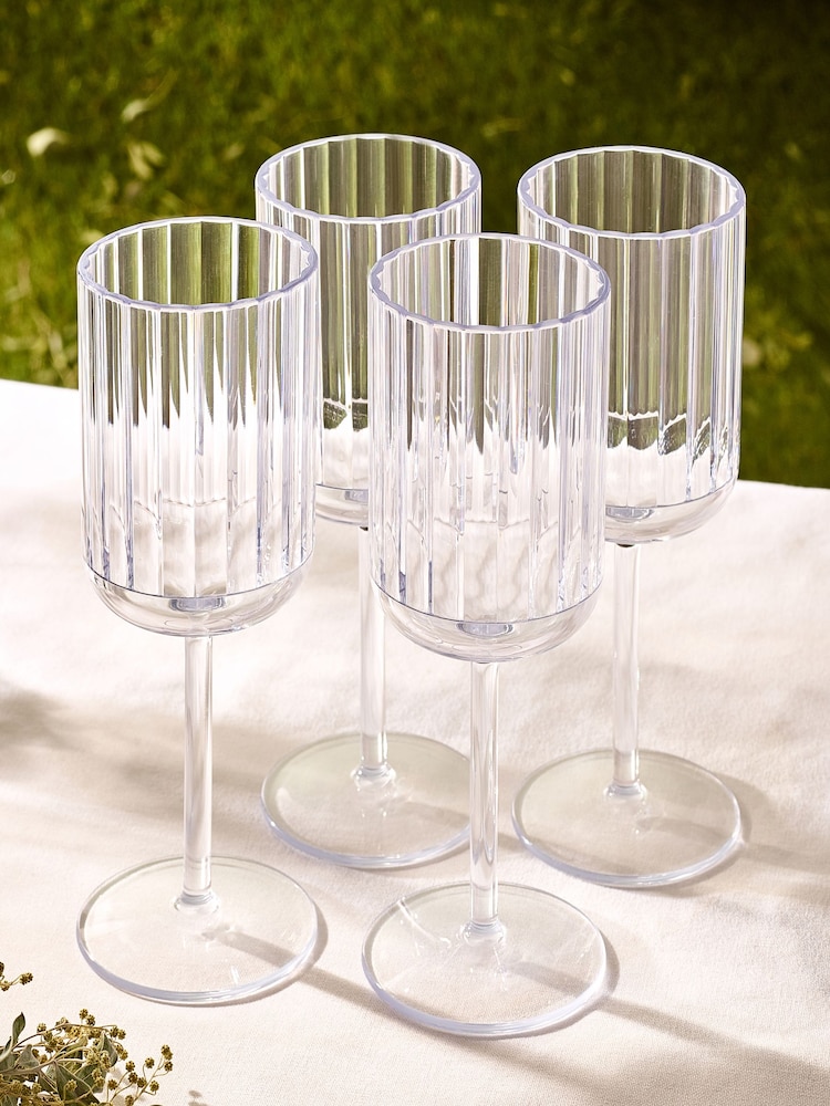 Clear Hollis Plastic Picnic Drinkware Set of 4 Wine Glasses - Image 1 of 5