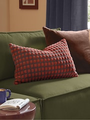 Furn Cinnamon  Chocolate Softie Grid Quilted Fibre Filled Cushion - Image 1 of 4