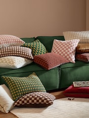 Furn Cinnamon  Chocolate Softie Grid Quilted Fibre Filled Cushion - Image 2 of 4