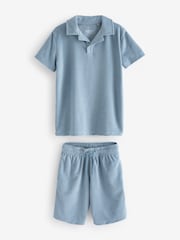 Mineral Blue Towelling Short Sleeve Shirt and Shorts Set (3-16yrs) - Image 4 of 6