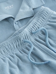 Mineral Blue Towelling Short Sleeve Shirt and Shorts Set (3-16yrs) - Image 6 of 6