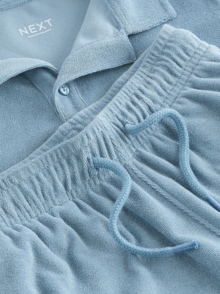 Mineral Blue Towelling Short Sleeve Shirt and Shorts Set (3-16yrs) - Image 6 of 6