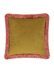 Furn Burnished RoseMoss Autumn Garden Fringed Velvet Fibre Filled Cushion - Image 3 of 4