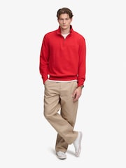 Superdry Red Essential Serif Logo Half Zip Sweatshirt - Image 3 of 6