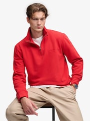 Superdry Red Essential Serif Logo Half Zip Sweatshirt - Image 4 of 6